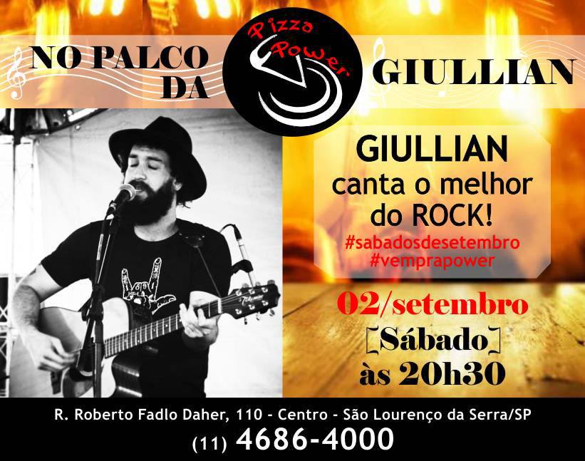 Muito rock com Giullian neste sábado, no Palco da Power!