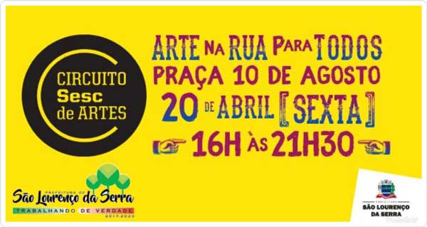 Sexta tem muita arte e cultura em São Lourenço da Serra com Circuito SESC de Artes